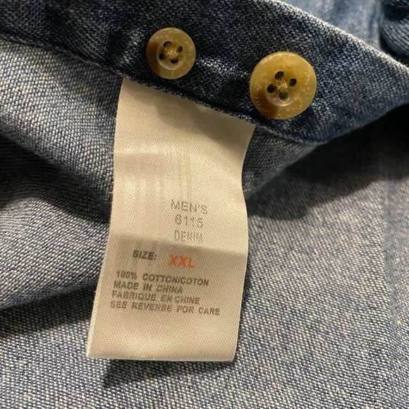 Woolrich Denim Chambray Long Sleeve Shirt Men’s XXL 2XL Blue Medium Wash Pocket - Picture 5 of 9